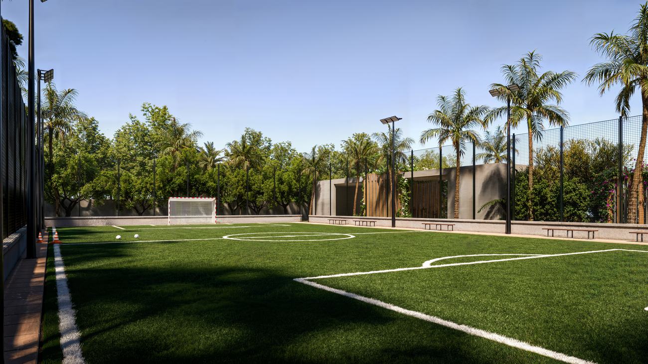 Campo de futebol 7 com grama sintética